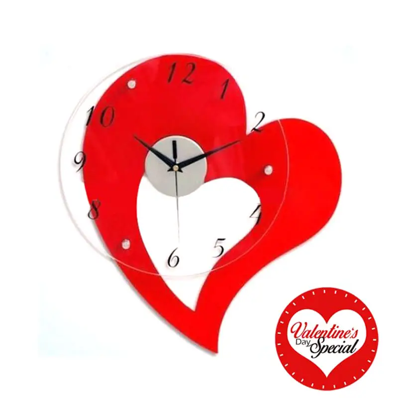 Red Heart Design DIY 3D 2mm Acrylic Wall Clock (12 x 16 Inches)