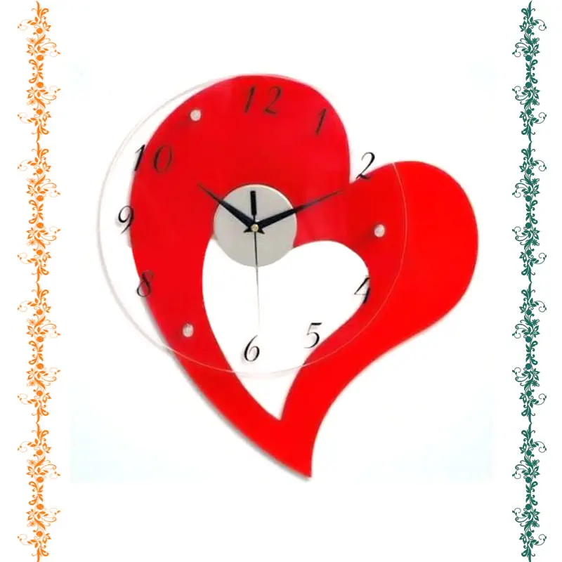 Red Heart Design DIY 3D 2mm Acrylic Wall Clock (12 x 16 Inches)