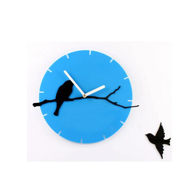 Birds Modern Design DIY 3D 2mm Acrylic Wall Clock (12 x 15 Inches)