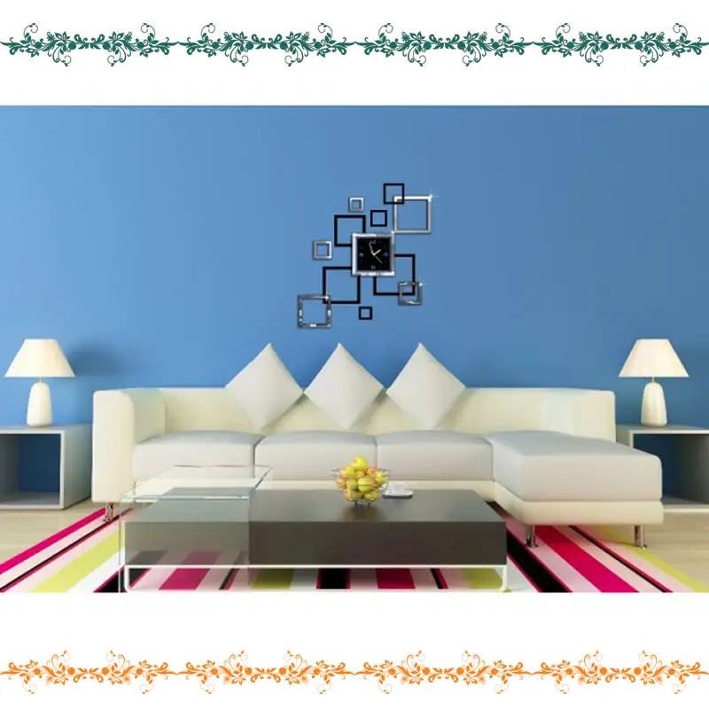 Black And White Square DIY 3D 2mm Acrylic Wall Clock (45*45 Inches)