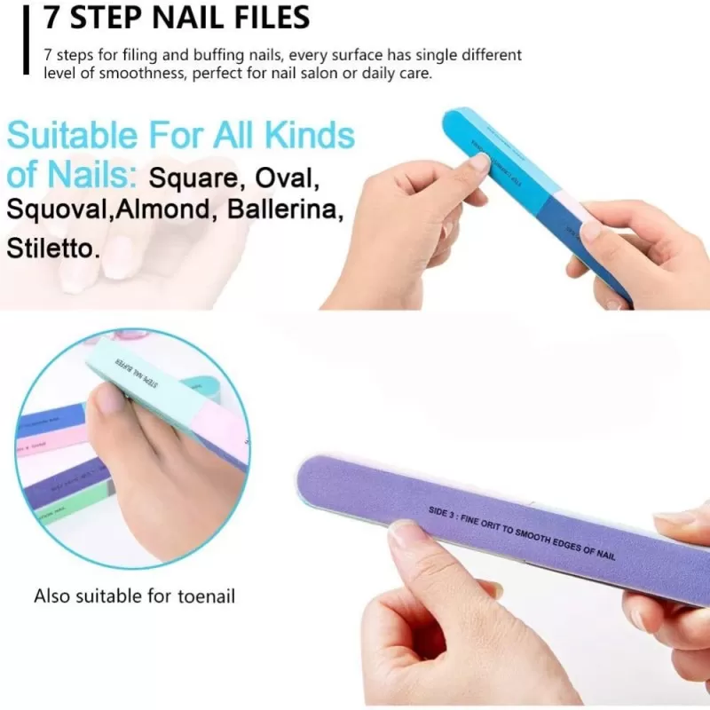 1PC Nail Filer 6 Side Pedicure Manicure Nail Art Nail File Polish Nail Buffer Polisher Nail Buffering Files For Home And Professional Nail Tools