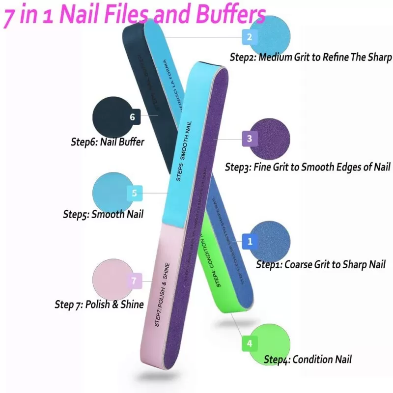 1PC Nail Filer 6 Side Pedicure Manicure Nail Art Nail File Polish Nail Buffer Polisher Nail Buffering Files For Home And Professional Nail Tools