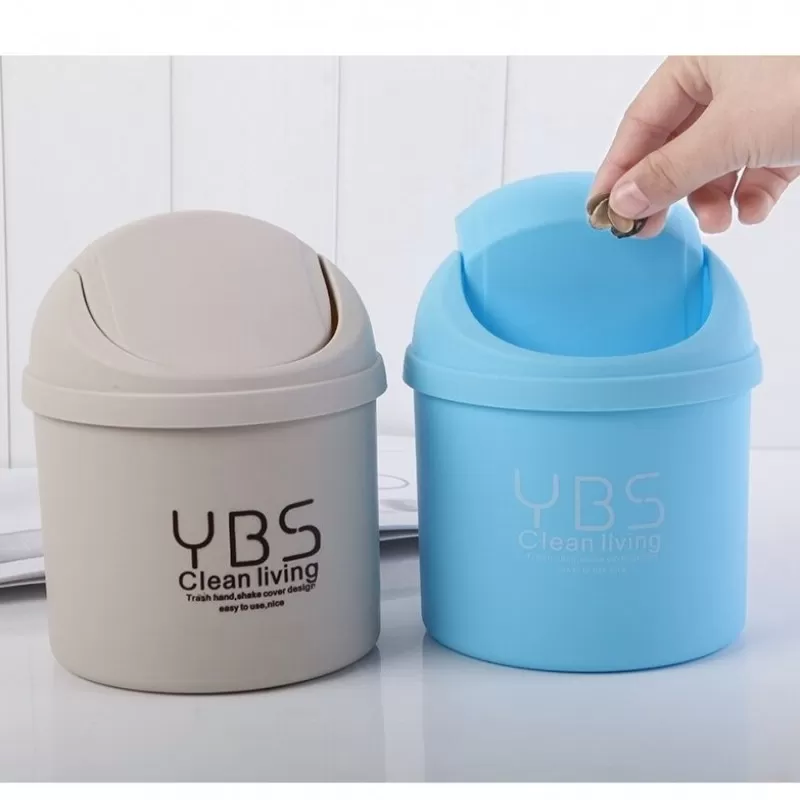1Pcs Mini Table Desk Dustbin Household Shake Lid Type Waste Bin Garbage Trash for Car Office Home Kitchen and Study Table