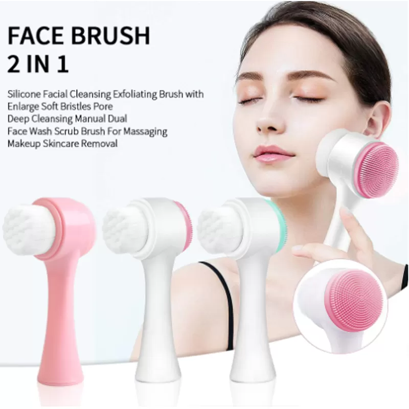 Buy 2 In 1 Face Cleansing Brush Silicone 3D Double-Sided Facial Deep Cleaning  Pore Cleaner Massage Skin Care Cleanser at Lowest Price in Pakistan |  Oshi.pk