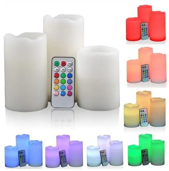 LED Remote Controlled Candles - 3 Pcs