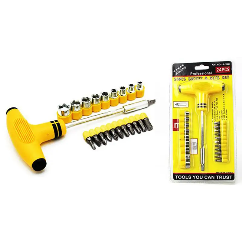Pack of 2 Tool Kits: Jackly 33 in 1 Interchangeable Precise Manual Tool 24 Pcs of Socket and Bits Set