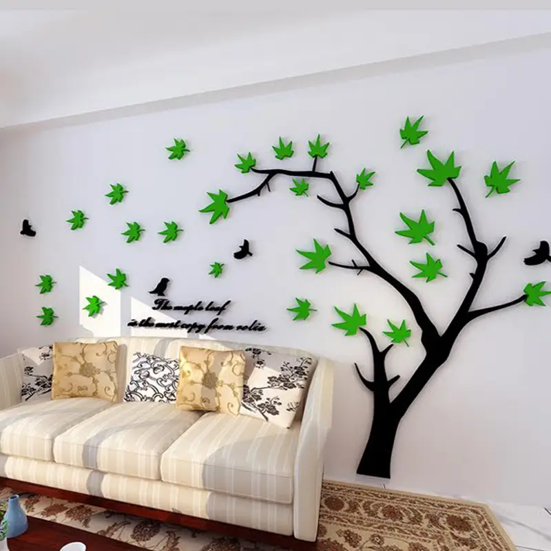 Buy Tree, Leaves and Bird (3 Colors) DIY 3D 2mm Acrylic Wall Art (48*40  inches) at Lowest Price in Pakistan 