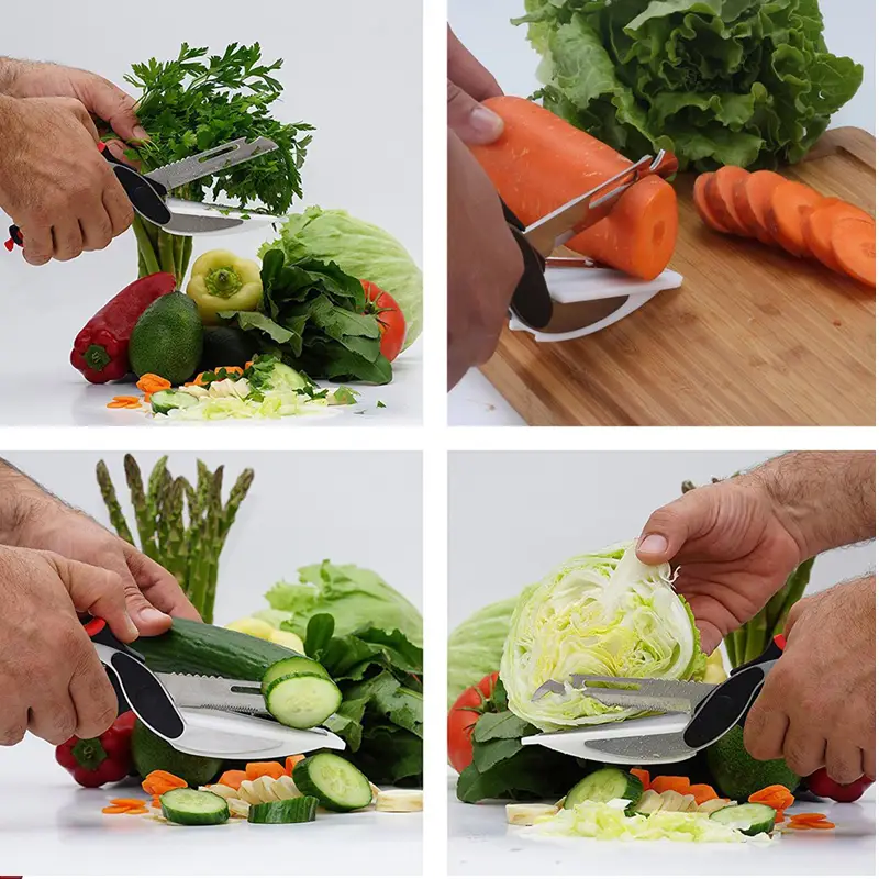 Clever Cutter 6 in 1 Knife & Board Multi-Functional Scissors - Food, Vegetable Chopper with Built-In Cutting Board