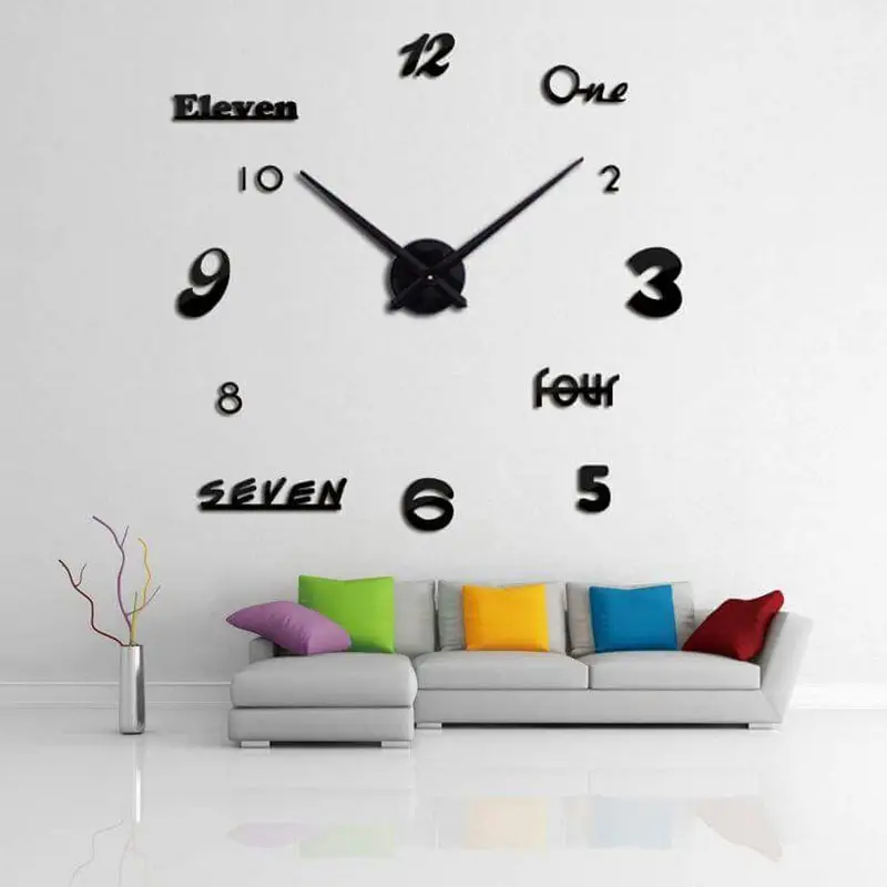 Different Number & Word Font Design 2mm DIY 3D 2mm Acrylic Wall Clock (32 Inches)