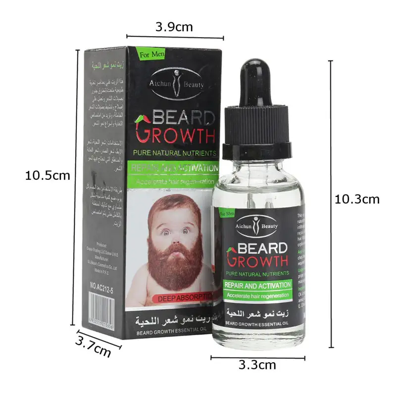 Hair & Beard Growth Essential Oil Enhance Facial Whiskers Nutrition Moustache (Pack of 2)