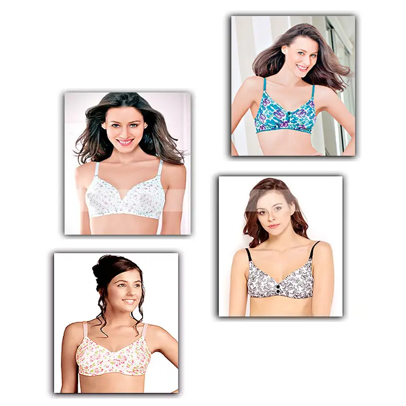 Fancy Imported Printed Cotton Bras (Pack of 4)