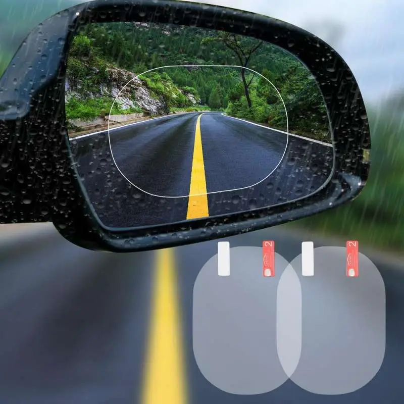 HD Anti-Fog Waterproof Rain Resistant Rearview Car Mirror Screen Protector 2 Pcs