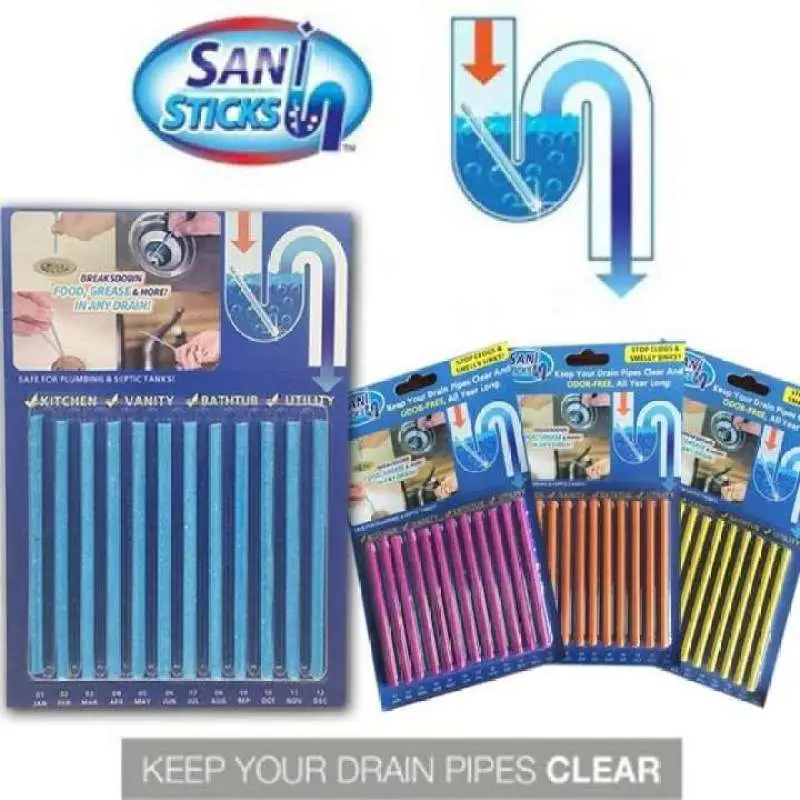 Sani-Sticks Drain Pipe Cleaner Buy 1 Pack (12 Sticks) Get 1 Pack Absolutely Free