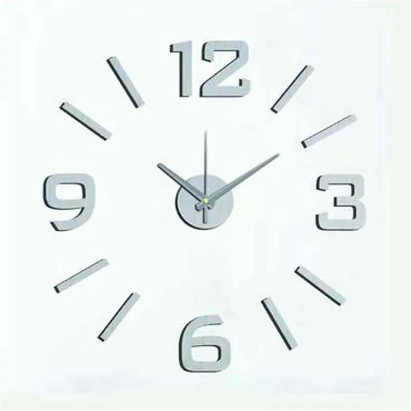 Paste EVA Silver numeral 2mm DIY 3D Acrylic Wall Clock (35*35 Inches)