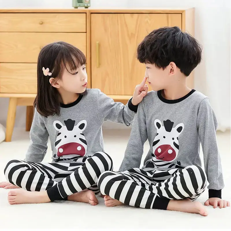 Baby Or Baba Grey and Black Zebra print Kids Night Suit (KD-012-B)