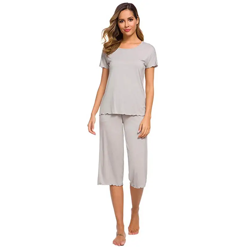 Womens Ultra Soft Tank Top and Capri Pajama/Pj Sets Sleepwear (Grey)