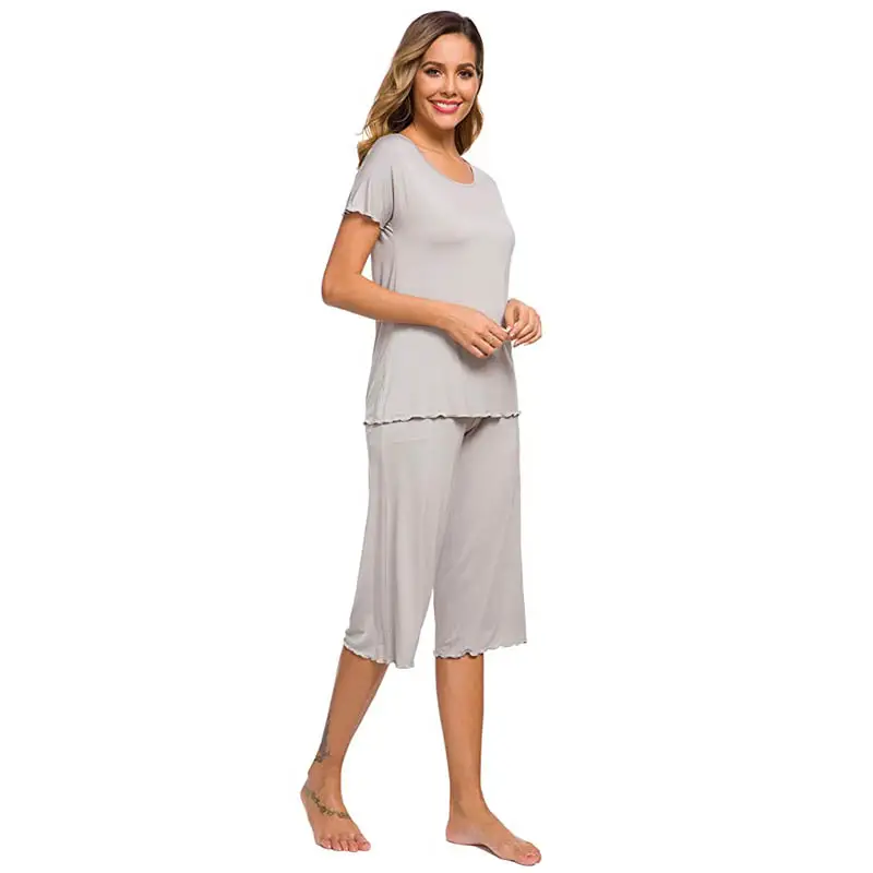 Womens Ultra Soft Tank Top and Capri Pajama/Pj Sets Sleepwear (Grey)