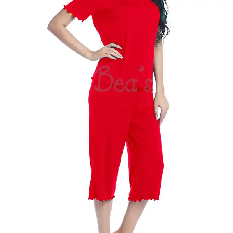 Womens Ultra Soft Tank Top and Capri Pajama/Pj Sets Sleepwear (Red)