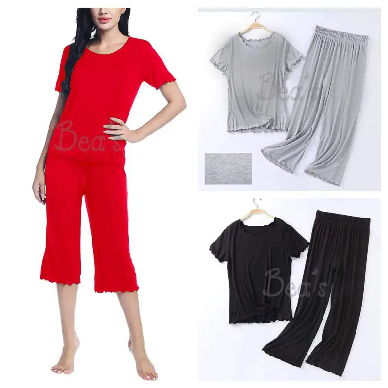 Womens Ultra Soft Tank Top and Capri Pajama/Pj Sets Sleepwear (Red)