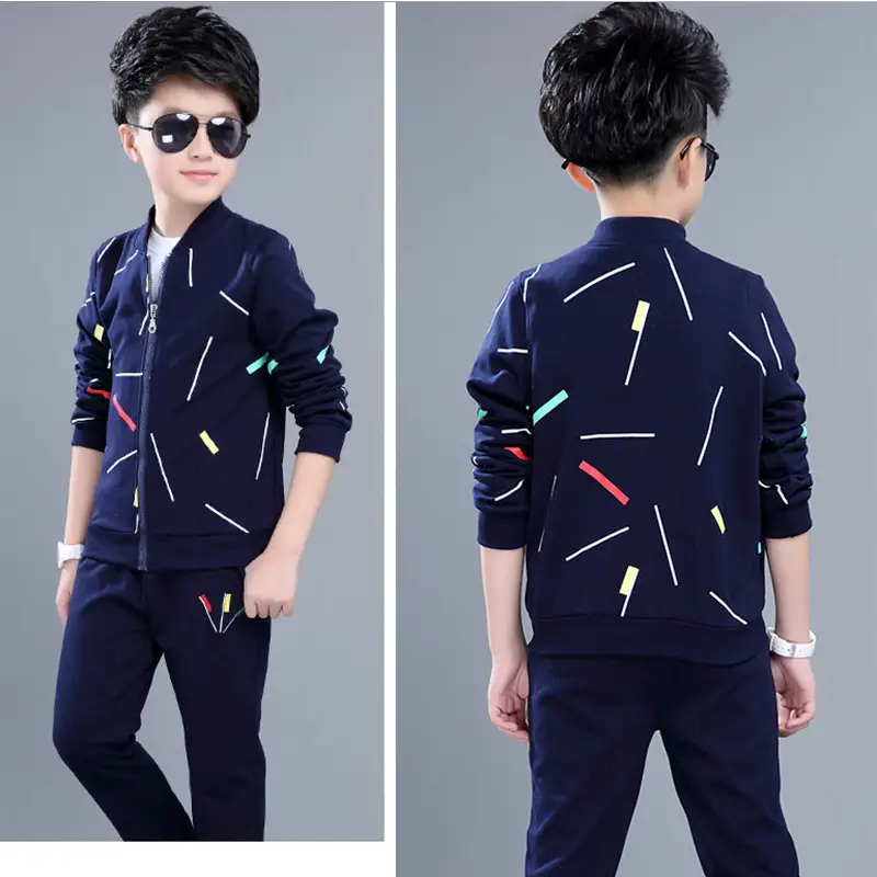 Spring Fall Blue Stylish Casual Toddler Tracksuit For Kids