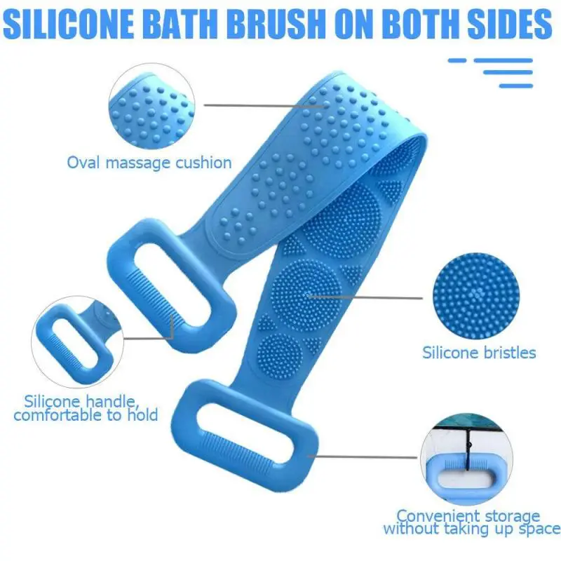 2 Pcs Silicone Back Back Brush Belt Style Scrubbing Pad for Shower