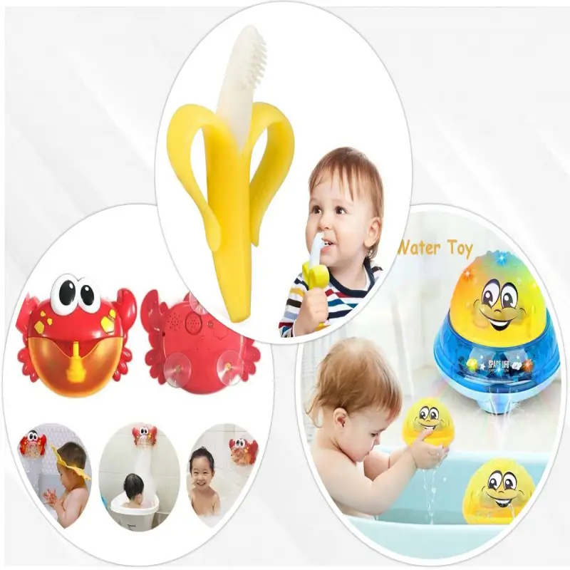 Combo # 4 - Pack Of 3 (1 Banana Brush, 1 Bubble Maker, 2 In 1 Induction Water Spray Toy)