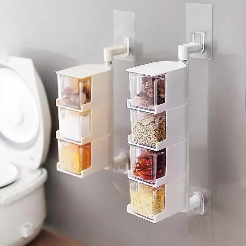 4 Layer Acrylic Rotatable Kitchen Spice Rack