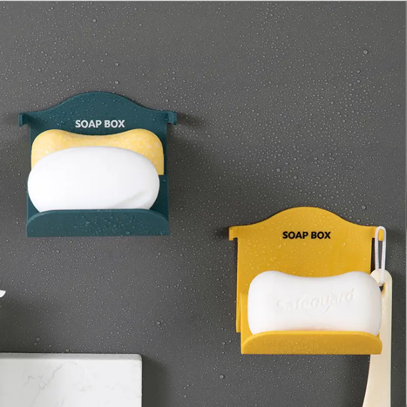 Wall-Mounted creative bar soap dish holder Dual purpose Soap Container shelf Hanging Rack