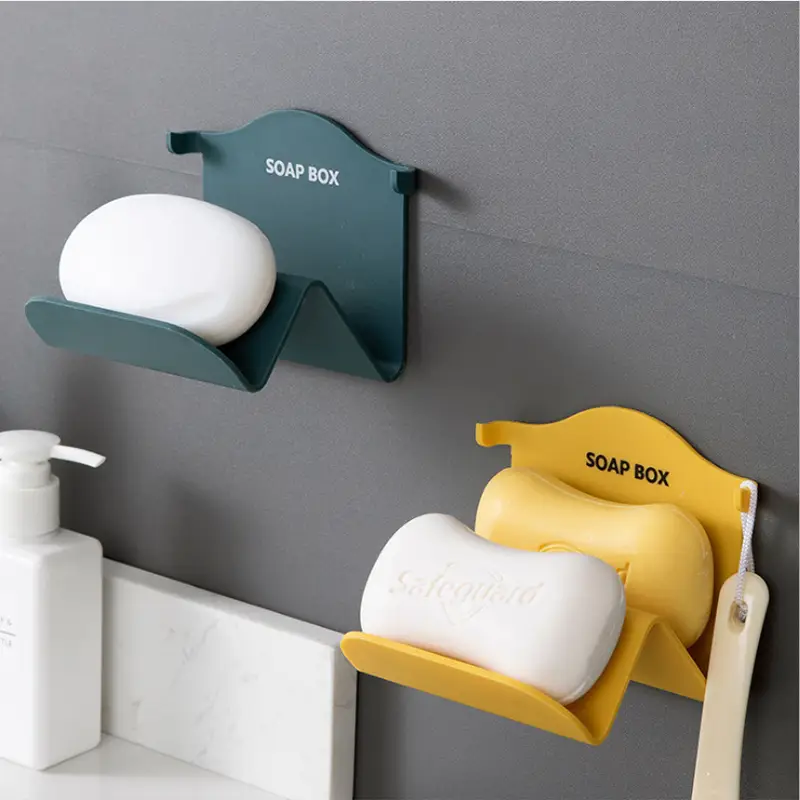 wall-mounted creative bar soap dish holder Dual purpose Soap Container shelf Hanging Rack (Pack Of 2)