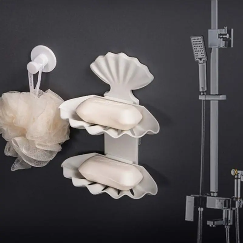 Double Layer Shell Shape  Wall Mounted Bathroom Soap Holder