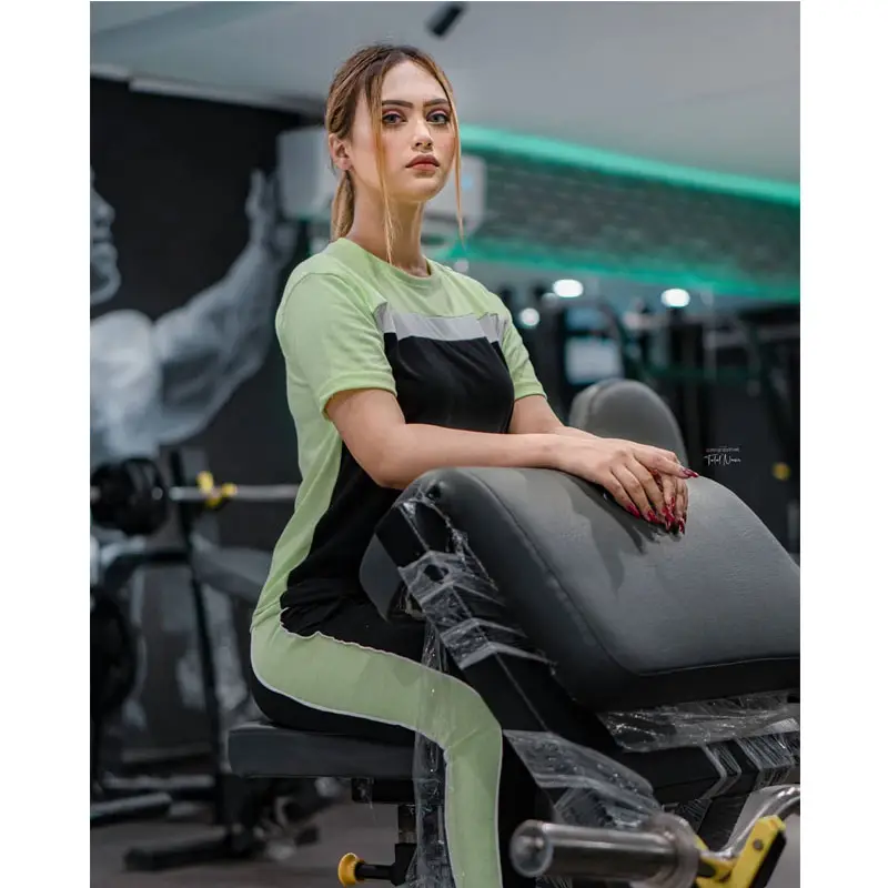 Multicolour Half Sleeves Gym Track Suit For Women (Green)