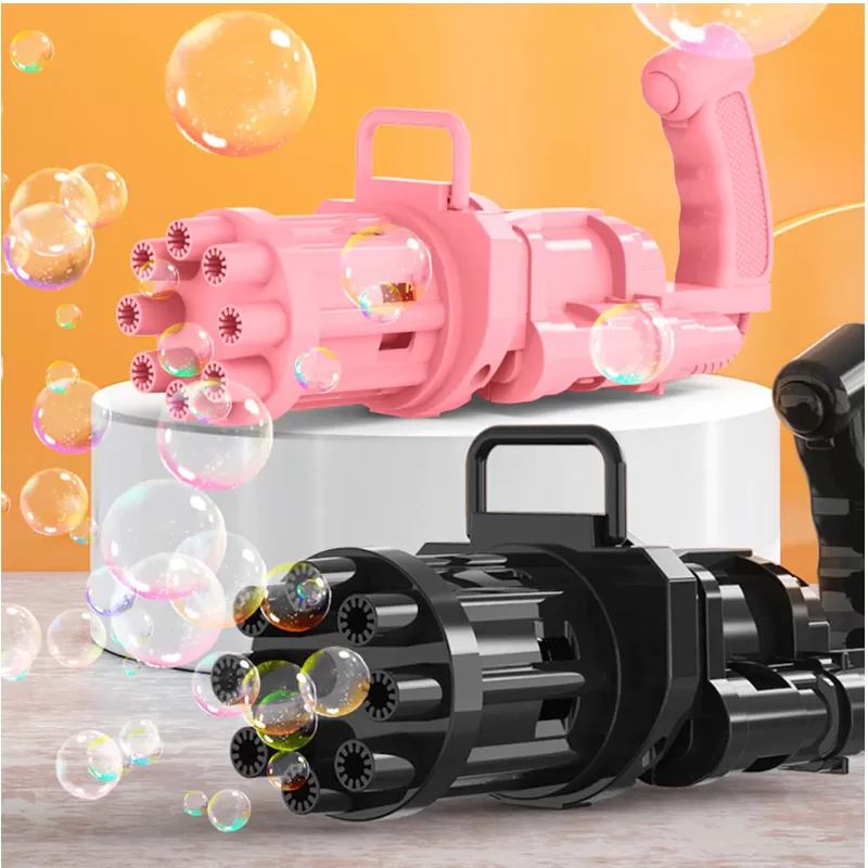 Gatling Bubble Gun Bubble Machine for Kids 8-Hole Bubble Blower Machine Gun