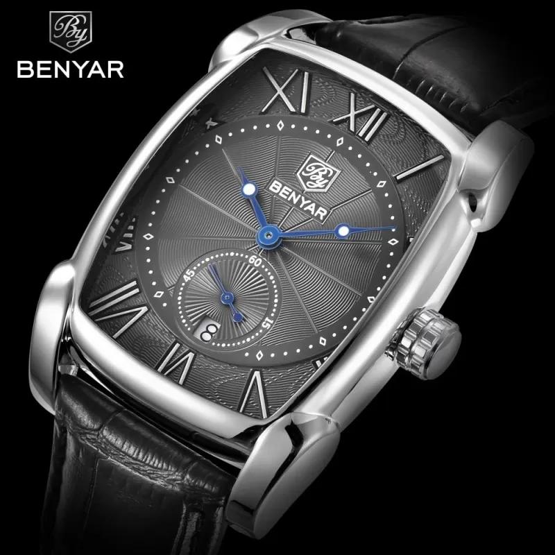 BENYAR Square Edition Grey Dial Grey Strap Wrist Watch (BY-1019)