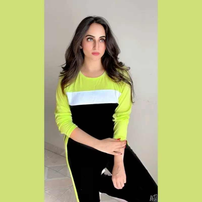Multicolour Full Sleeves Gym Track Suit For Women (Neon)
