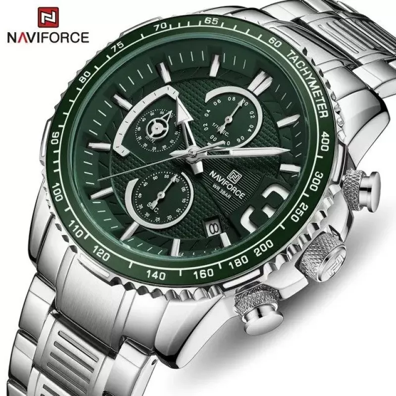 NAVIFORCE Chronograph Exclusive Edition Dark Green Dial Wrist Watch (nf-8017-1)