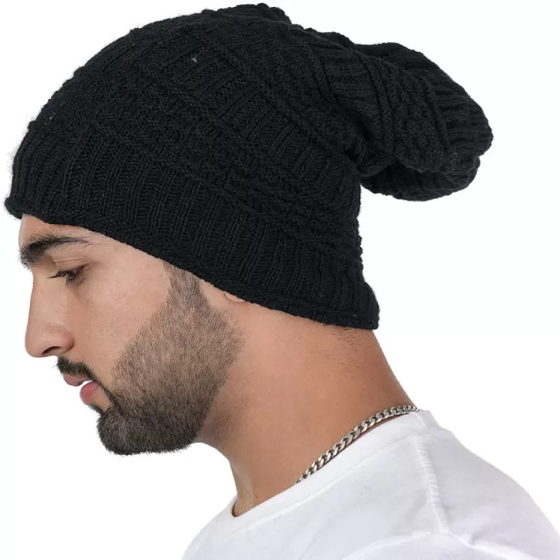 Pack of 2 - Best Quality Winter Warm Woolen Long Cap  for Men