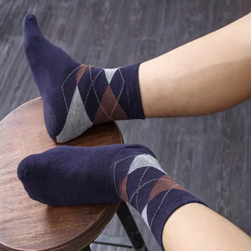 6 Pairs - Cotton  Dress Stripe Socks For Men