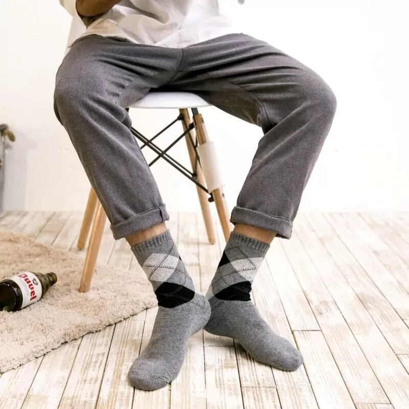 6 Pairs - Cotton Imported Dress Stripe Socks For Men