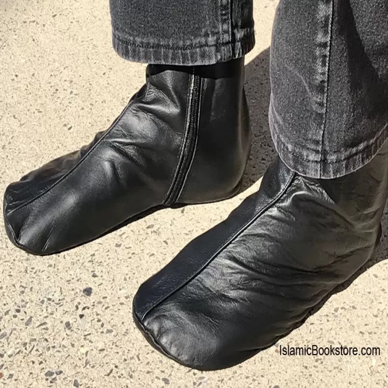 Rexine Winter Socks Zipper Halal Leather Ankle Socks Slippers For Men