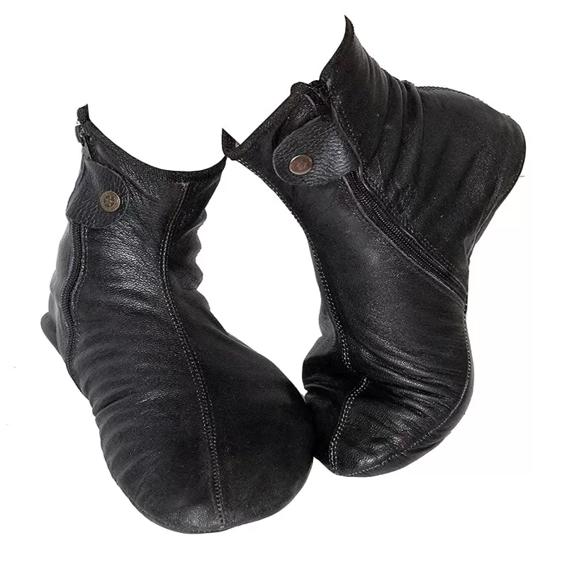 Rexine Winter Socks Zipper Halal Leather Ankle Socks Slippers For Woman
