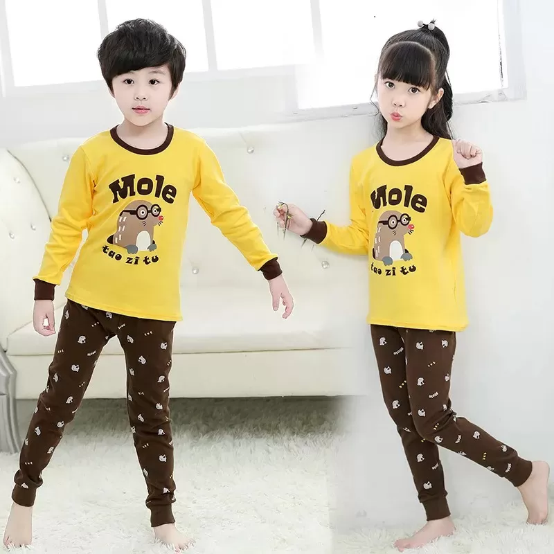 Baby Or Baba Yellow and Grey Mole print Kids Night Suit (KD-053)