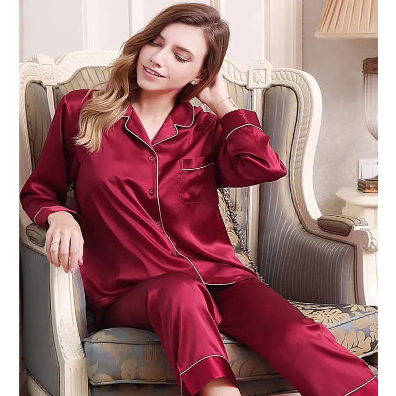 Silk Night Suit For Women (Red) (Design-2)