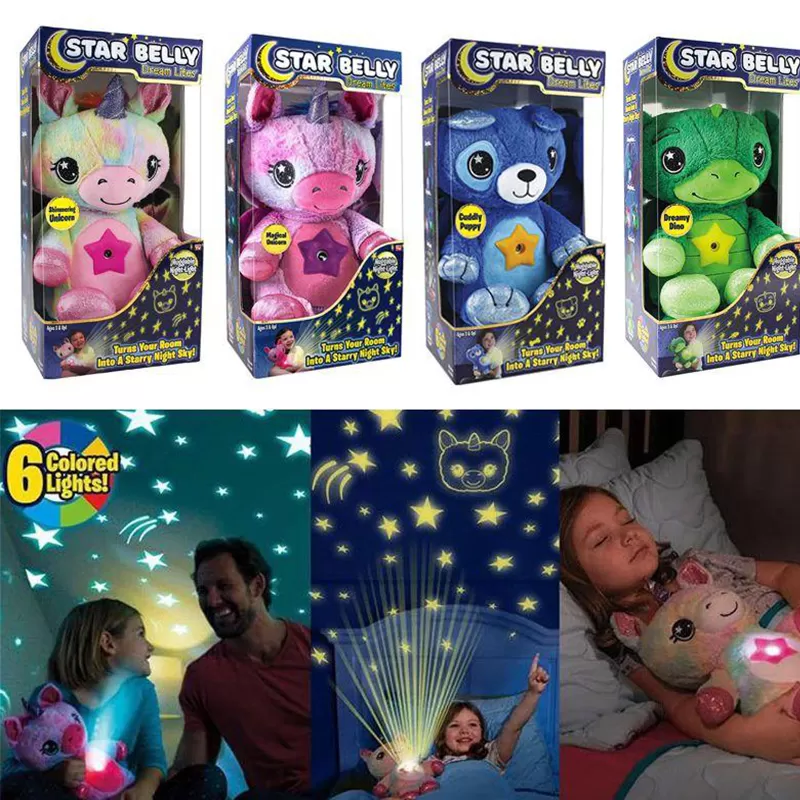 Star Belly Dream Lites Plush Toy Starry Bedtime Stuffed Animal Doll Projector Lamp Toy
