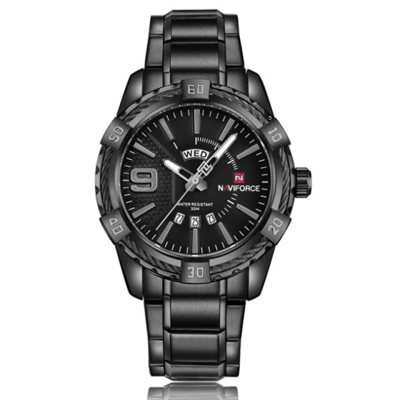 NAVIFORCE Day and Date Edition Black Dial Black Bracelet Wrist Watch (nf-9117-10)