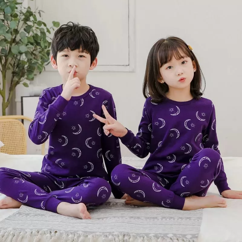 Baby Or Baba Purple Moon and Star print Kids Night Suit (KD-066)