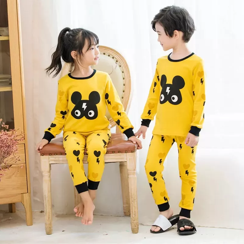 Baby Or Baba Yellow Thunder Mouse print Kids Night Suit (KD-075)