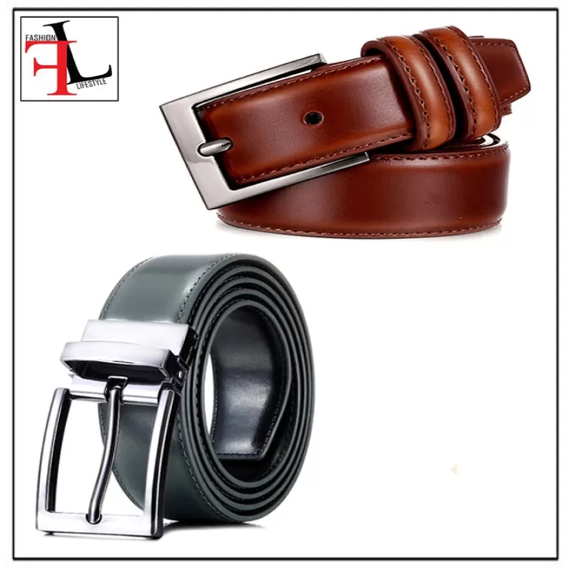 Pack of 1- 2 in 1 Double Sided Black and Brown Best Quality Leather Belt for Men/Boys