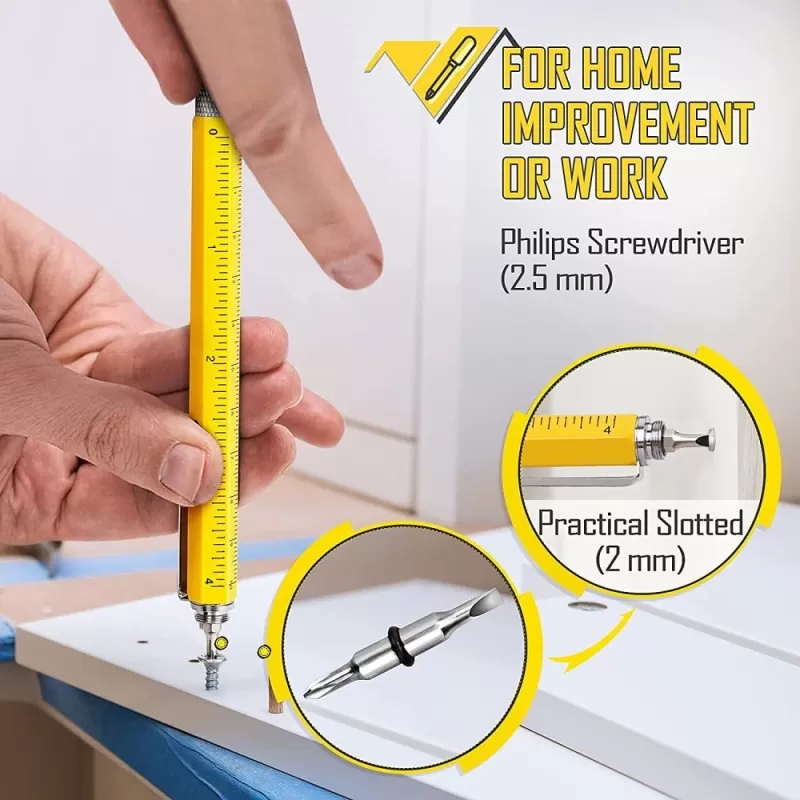 7 in 1 Multifunctional (ABS) Touch Screen Stylus Ballpoint Pen with Screwdriver Spirit Level Scale Ruler