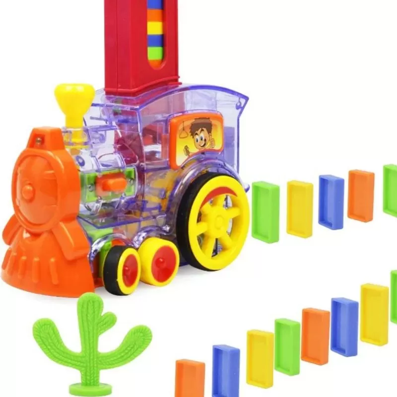 Automatic Domino Brick Laying Toy Train Car with sound light dominoes Set gift for Children