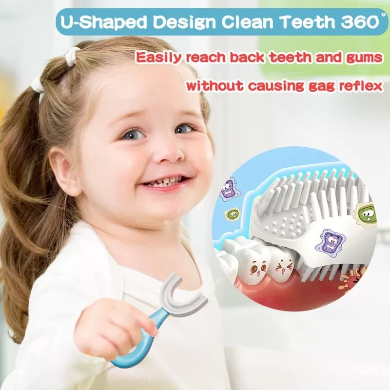 Baby Toothbrush Toddlers Teeth Cleaning Brush Kids U Shaped Tooth brush For Children Mouth Oral Cleaning Brush Toothbrushes For 2 – 6 Years